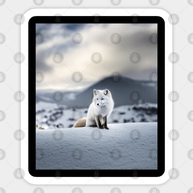 Cute winter White fox snow theme ice lover blue Sticker by sports_hobbies_apparel
